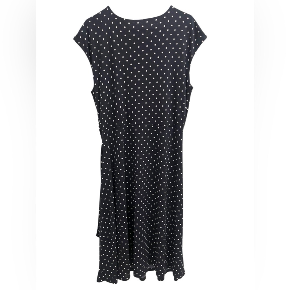 Talbots Polka Dots Ruched Midi Dress Navy Blue & White Woman’s Size XL - Picture 3 of 11